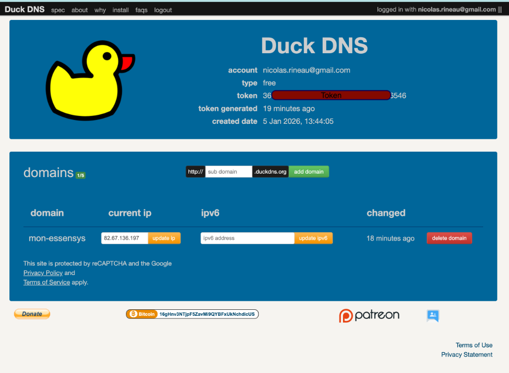 DuckDNS Dashboard